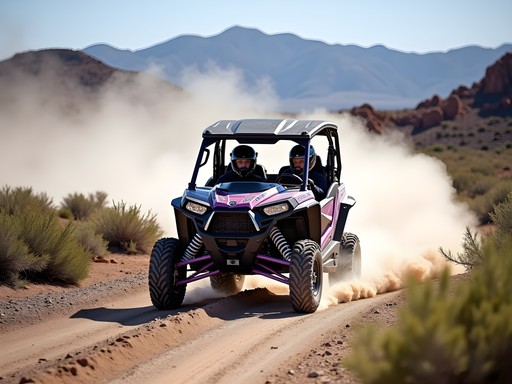 Woman driving UTV through desert terrain in Fernley Nevada
