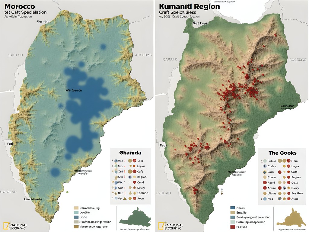 Data visualization comparing craft specialization distribution patterns between Atlas and Ashanti regions