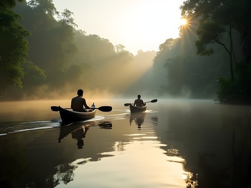 Kayaking on the mirror-like Burro Burro River with perfect forest reflections