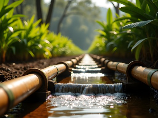 Traditional irrigation system at a Goan spice plantation showing sustainable water management