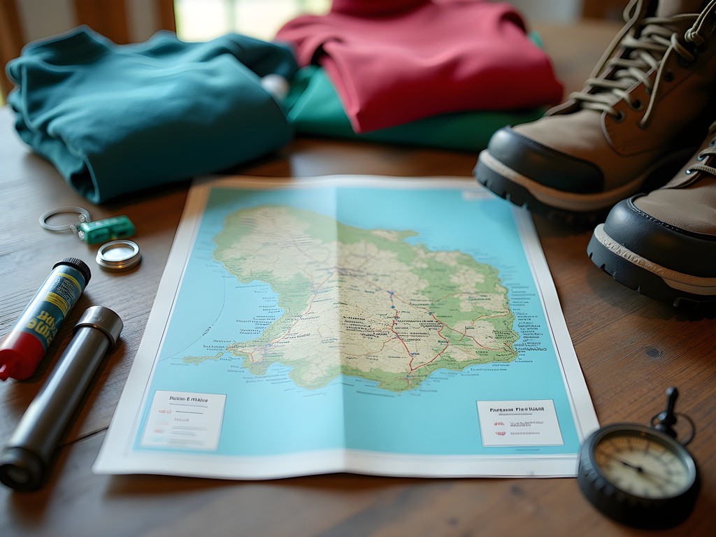 Topographical map of Guantánamo Province hiking trails with essential gear