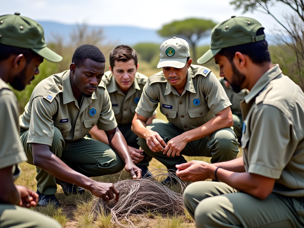Volunteers removing poachers' snares in Hwange conservation area