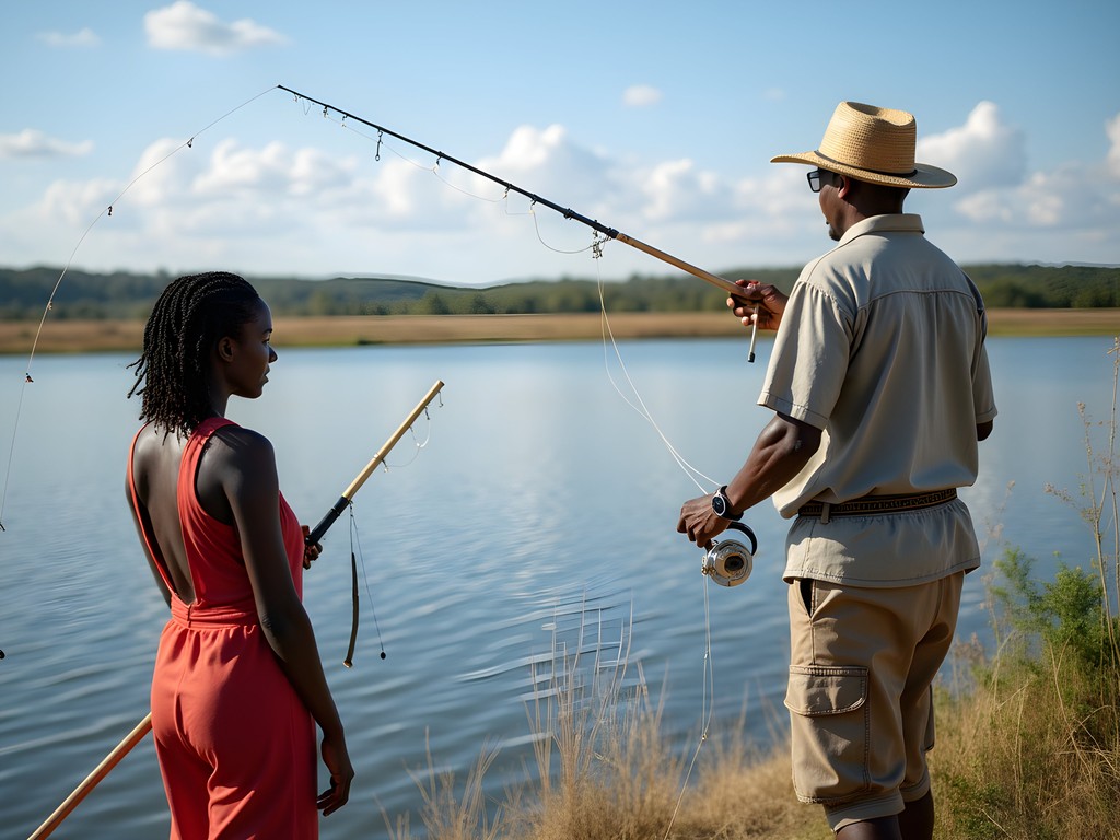 Traditional fishing with local guide at Mandavu Dam in Hwange National Park