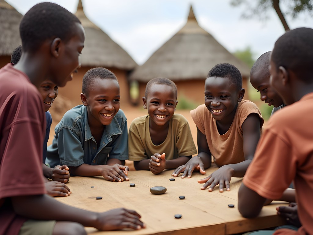 Tourists learning traditional Ndebele board games from local community members in Zimbabwe