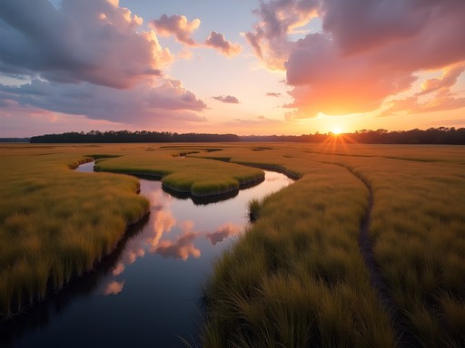 Panoramic view of coastal marshes from Pumpkin Hill Creek Preserve in Jacksonville