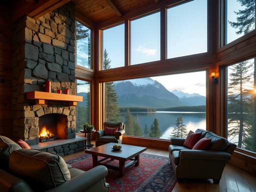 Upscale wilderness lodge with panoramic views of Kenai mountains and fjords