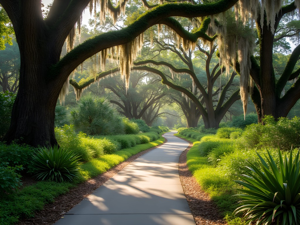 Cyclist on shaded bike path through Kiawah Island maritime forest with dappled sunlight