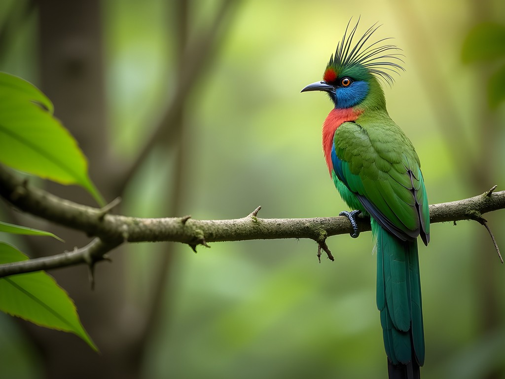 Resplendent quetzal bird spotted in the forests of Los Tarrales Nature Reserve near Lake Atitlan