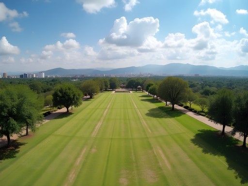 Expansive green spaces and walking paths at Parque Ecológico Ñu Guasu in Lambaré