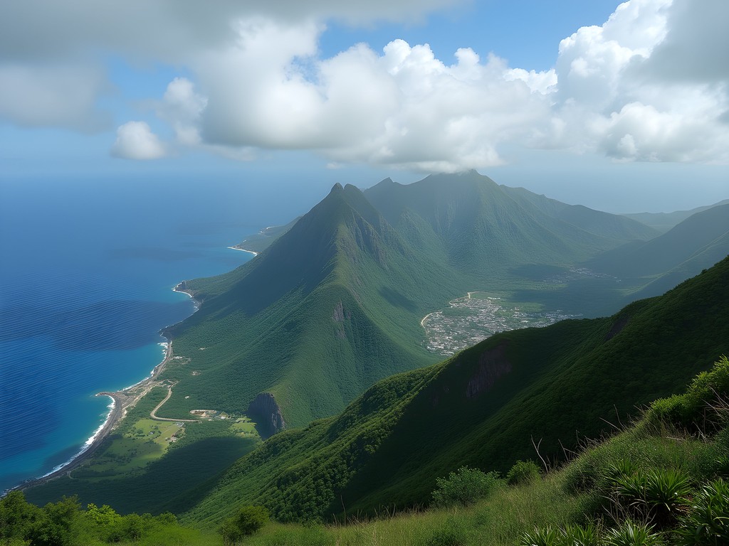 Panoramic view from the summit of Morne Diablotin showing both Caribbean and Atlantic coasts of Dominica