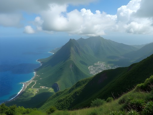 Panoramic view from the summit of Morne Diablotin showing both Caribbean and Atlantic coasts of Dominica