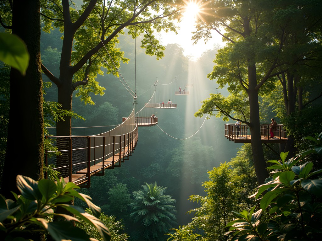 Forest Adventure zipline course through lush canopy in Sentosa