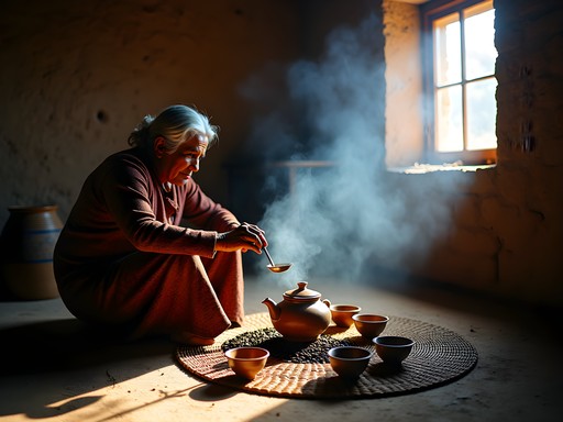Traditional Ethiopian coffee ceremony in Degum village, Tigray