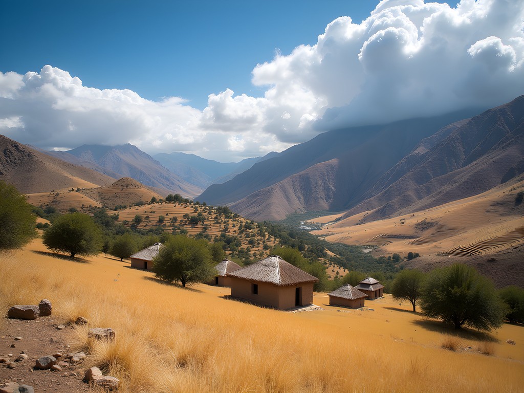 Trekking across the Hagere Selam Plateau with traditional Ethiopian villages and terraced fields