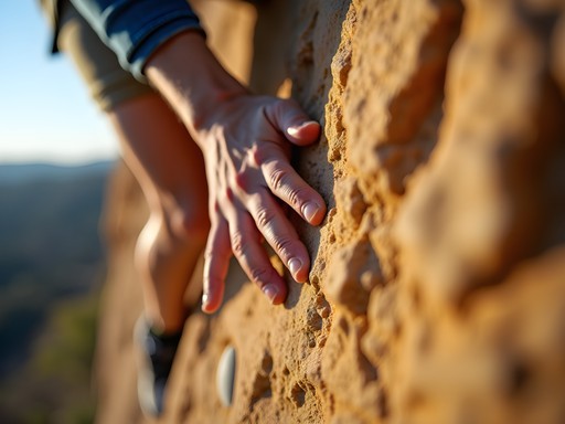 Climber ascending Straight Edge route at Coopers Rock State Forest