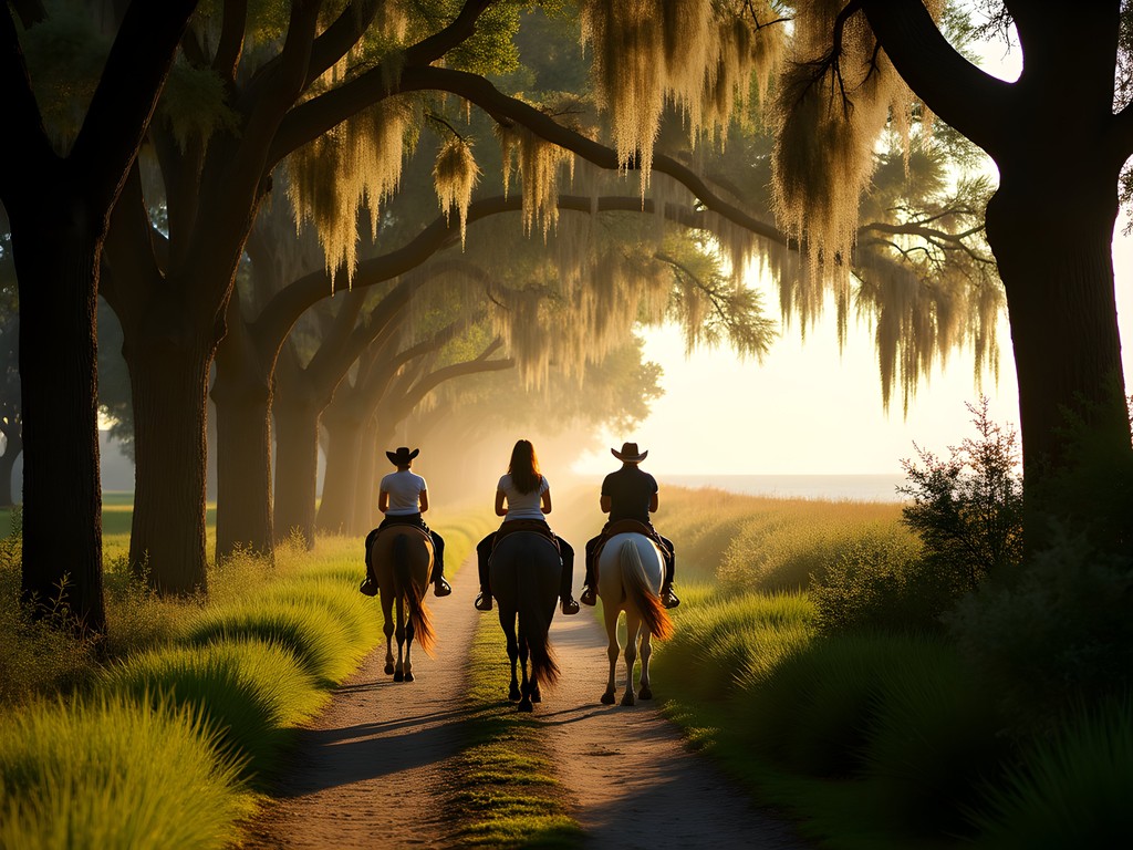 Horseback riding through maritime forest and beach trails in Myrtle Beach