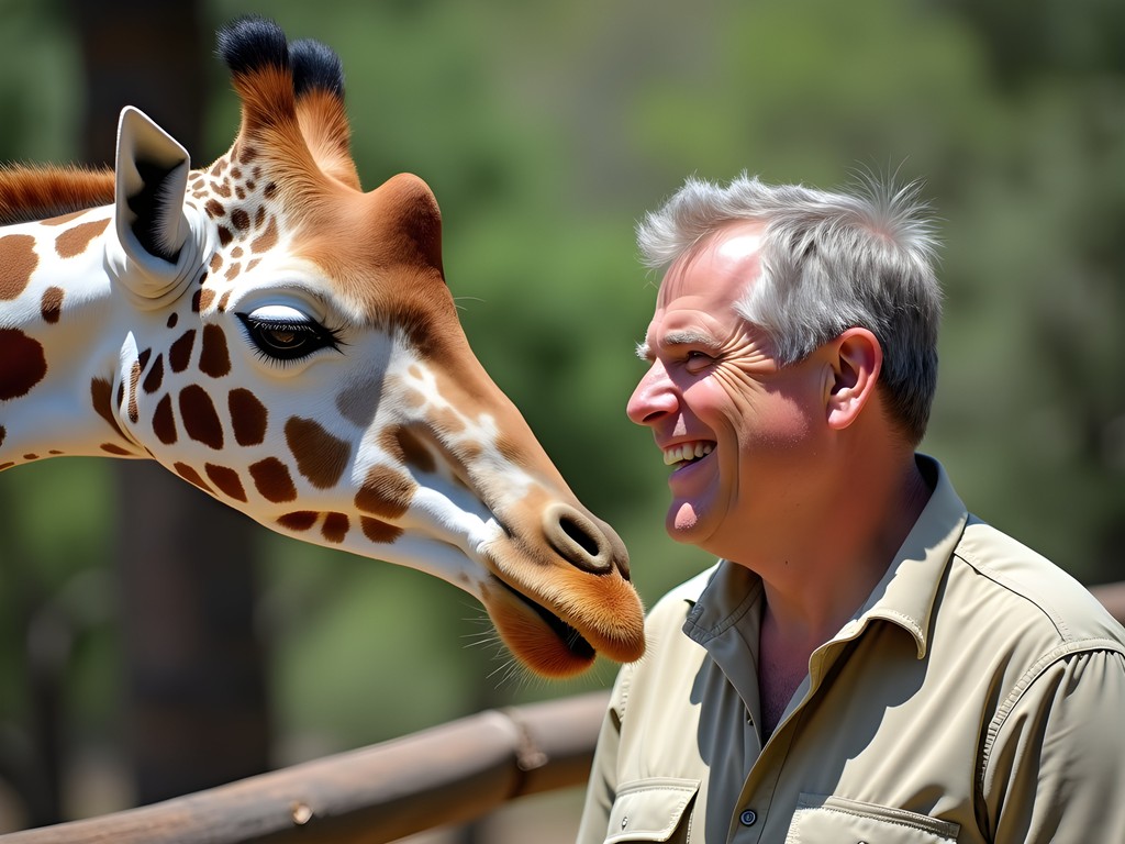Tourist feeding a Rothschild's giraffe at Nairobi Giraffe Centre