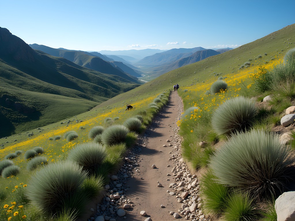 Hiking trail through wildflowers in Wilson Creek area
