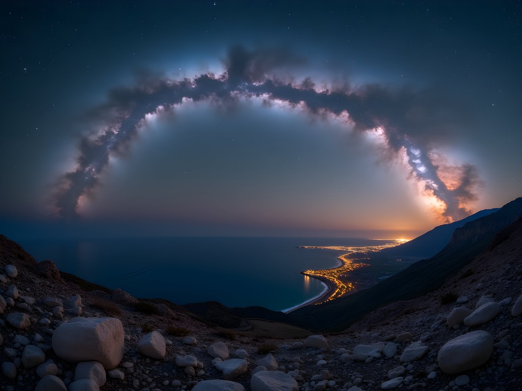 Night sky photography showing the Milky Way over Mount Zas in Naxos