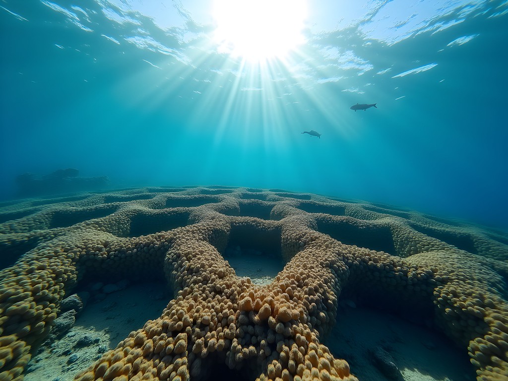 Pentagonal patterns in Negril coral reef formations