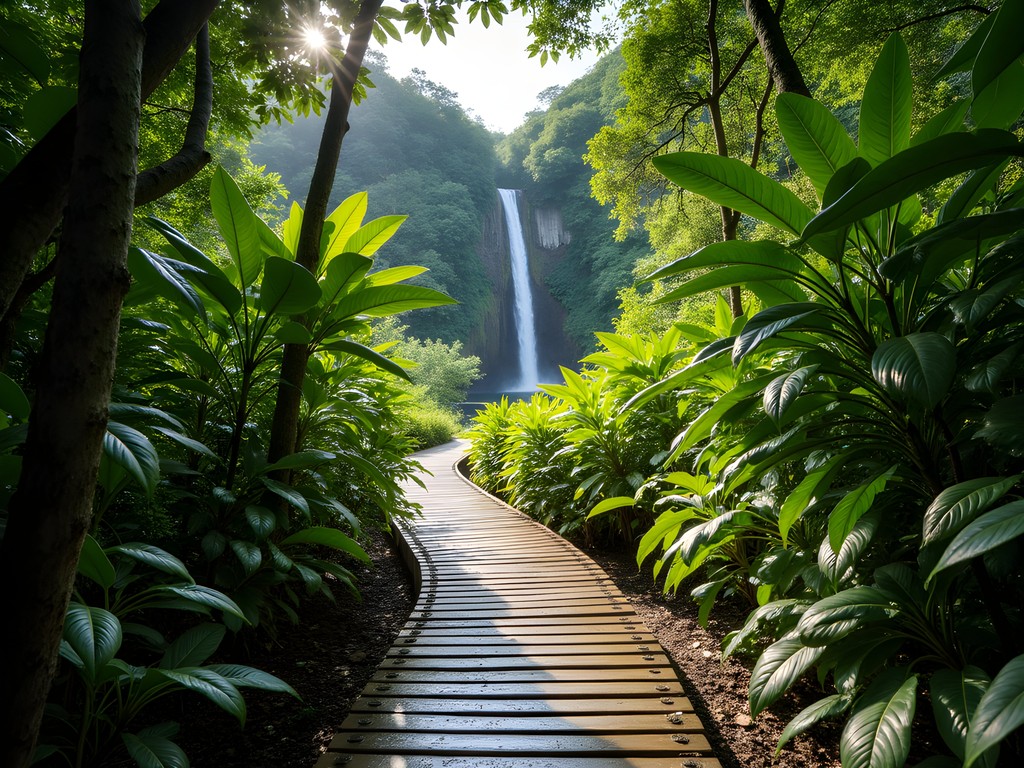Lush jungle trail leading to Ngardmau Waterfall in Palau