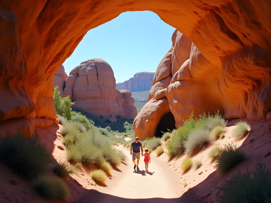Massive boulder formations creating natural tunnels on Boulder Loop Trail in Ogden