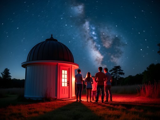 Family stargazing at Plantation Point Observatory near Olive Branch, Mississippi