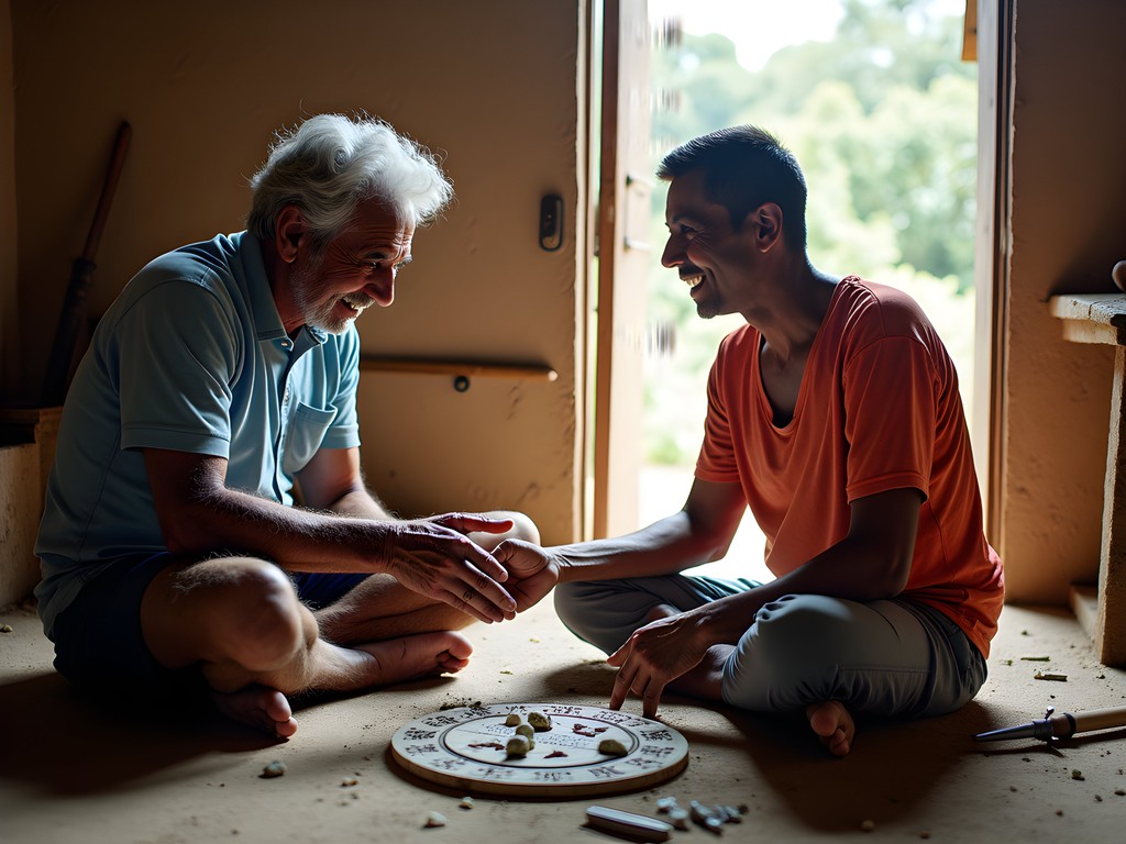 Travel blogger learning stone carving techniques from local Sri Lankan artisan