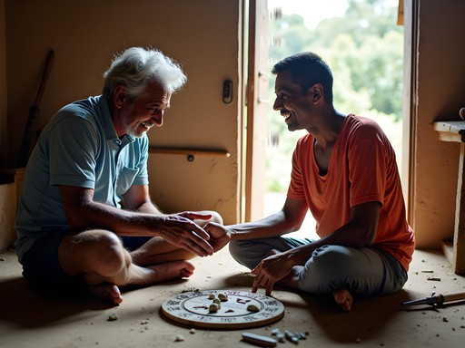 Travel blogger learning stone carving techniques from local Sri Lankan artisan