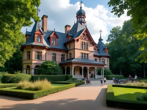 Historic Victorian pavilions repurposed as community spaces in Poznan's Old Zoo park