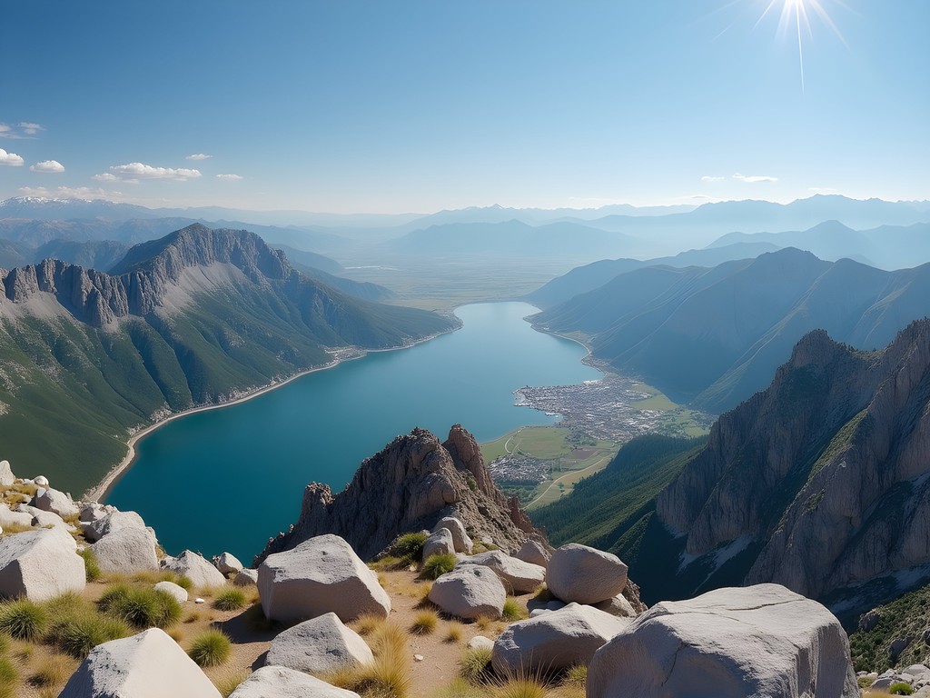 Panoramic summit view from Squaw Peak Trail showing Utah Valley and surrounding mountains