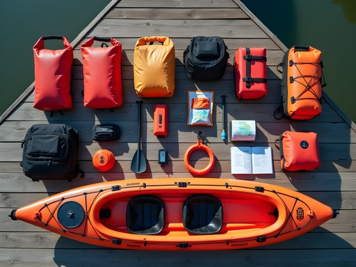 Kayaking expedition gear layout for Rangamati adventure