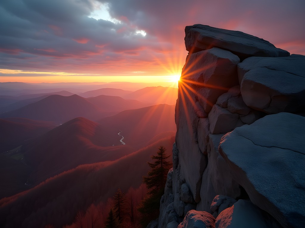 Sunrise view from McAfee Knob on the Appalachian Trail in Roanoke Valley