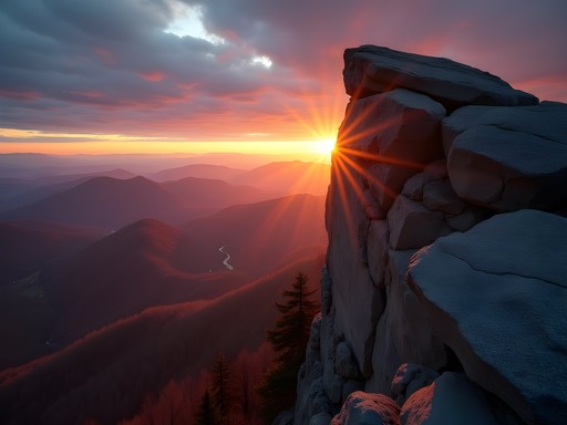 Sunrise view from McAfee Knob on the Appalachian Trail in Roanoke Valley