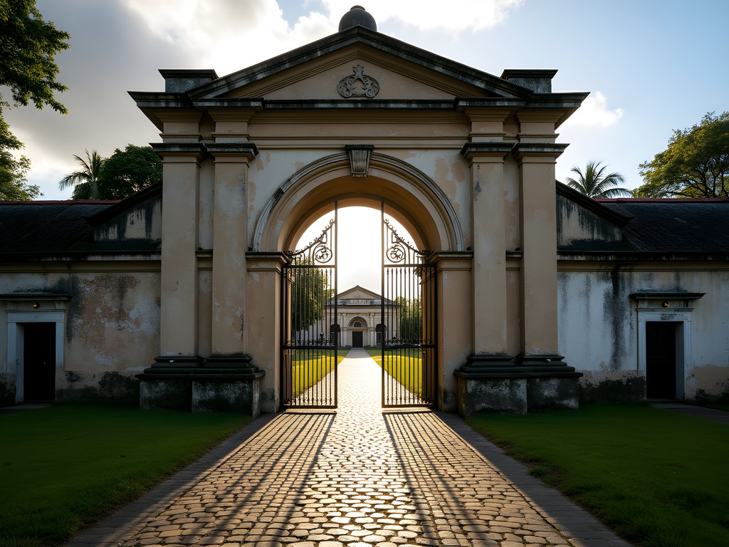 Historic entrance gateway to the Camp de la Transportation penal colony in Saint-Laurent-du-Maroni