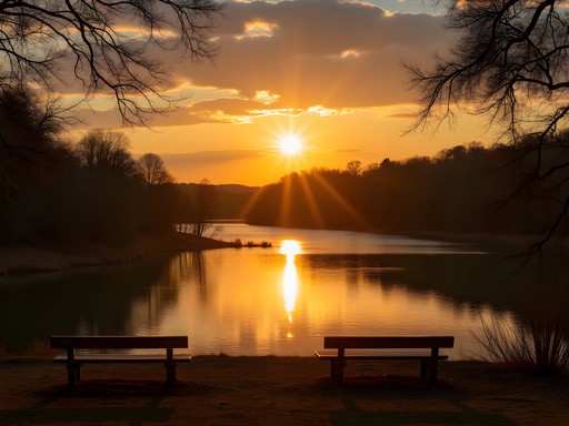 Sunset view over the Chattahoochee River from Morgan Falls Overlook Park