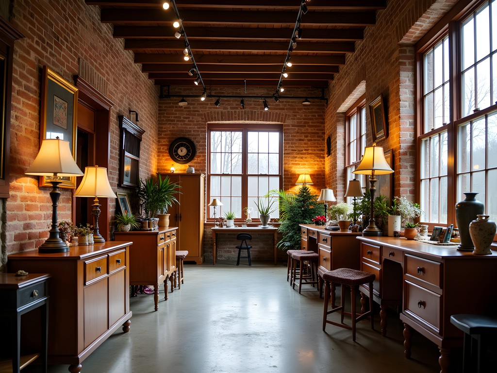Vintage shop interior in Sanford Maine with mid-century furniture and decor