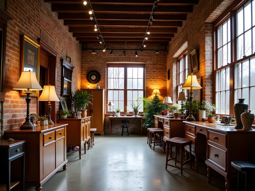 Vintage shop interior in Sanford Maine with mid-century furniture and decor