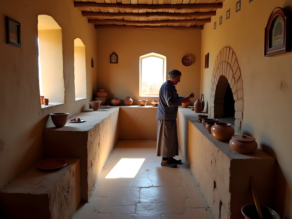 Traditional bread-making demonstration in a Siwan mud-brick home with clay oven