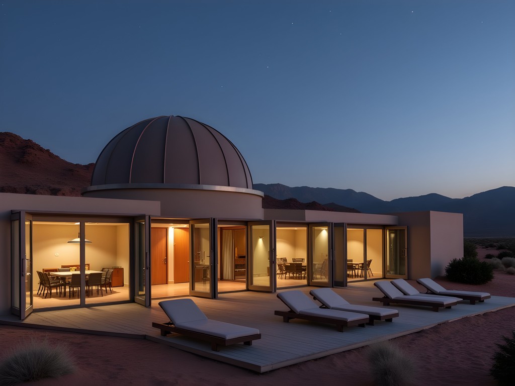 Luxury desert lodge with observatory dome and star-viewing deck in Namibia