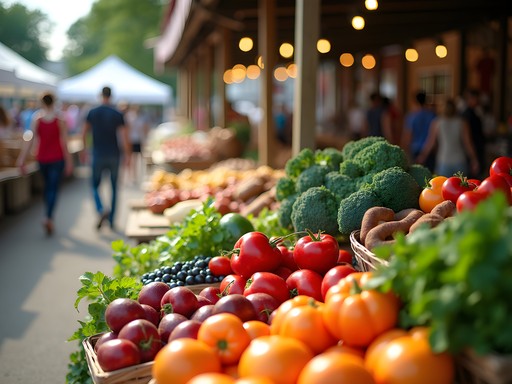 Colorful display of fresh local produce and artisanal foods at Springdale Farmers Market