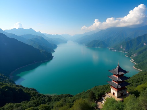 Panoramic view of Sun Moon Lake from Ci-en Pagoda hiking trail
