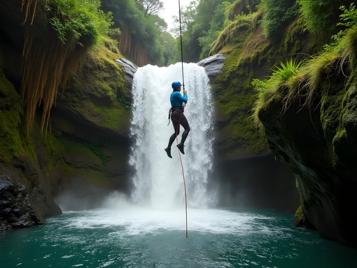 Canyoning adventure in Ribeira dos Caldeirões with rappelling down a waterfall in São Miguel, Azores
