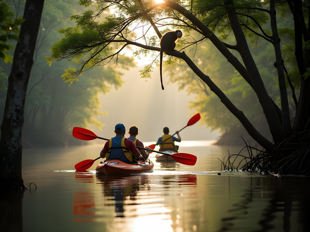 Wildlife spotting during mangrove kayak tour near Tamarindo estuary