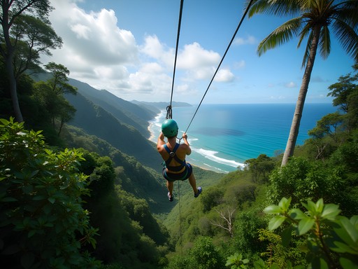 Zipline adventure through Costa Rican rainforest canopy near Tamarindo
