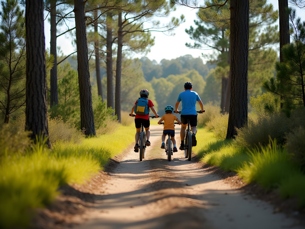Family mountain biking on beginner trails at Alafia River State Park
