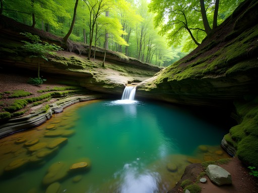 The emerald waters of Blue Hole swimming spot at Hurricane Creek Park, Tuscaloosa
