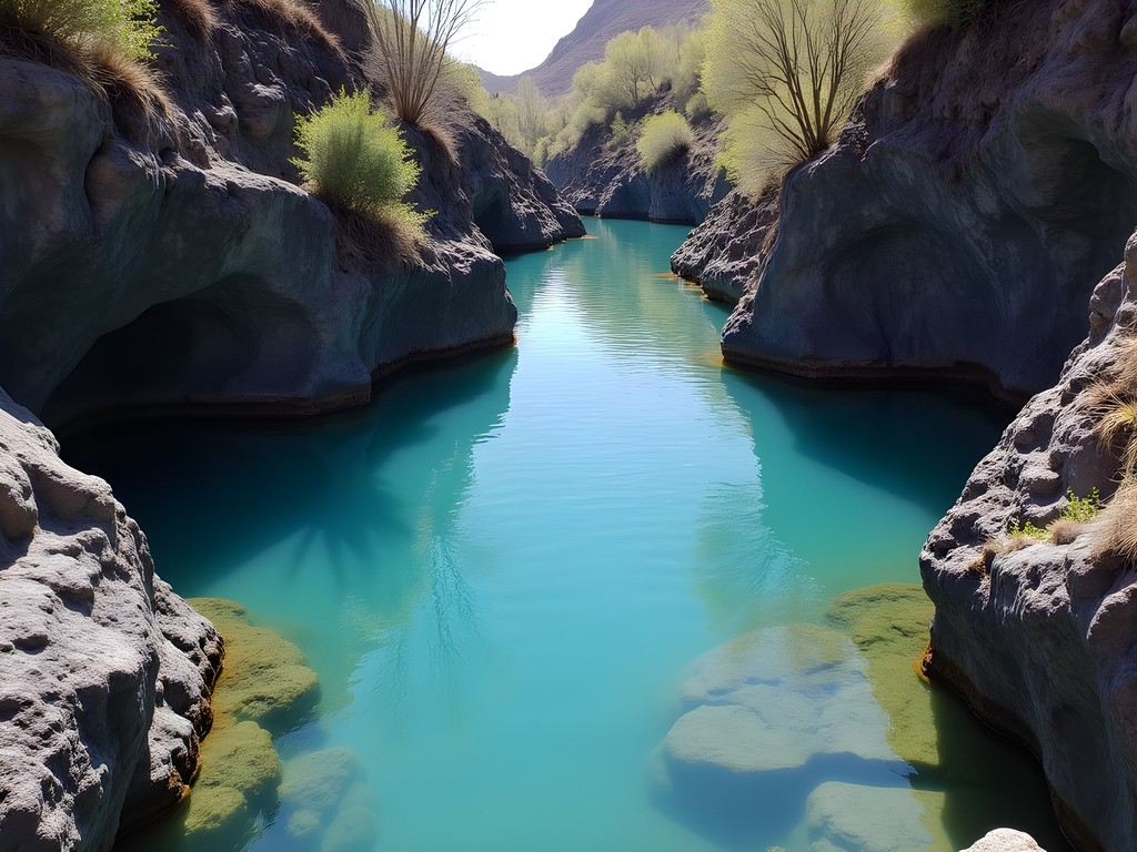 Crystal clear aquamarine waters of Box Canyon Springs in Twin Falls, Idaho