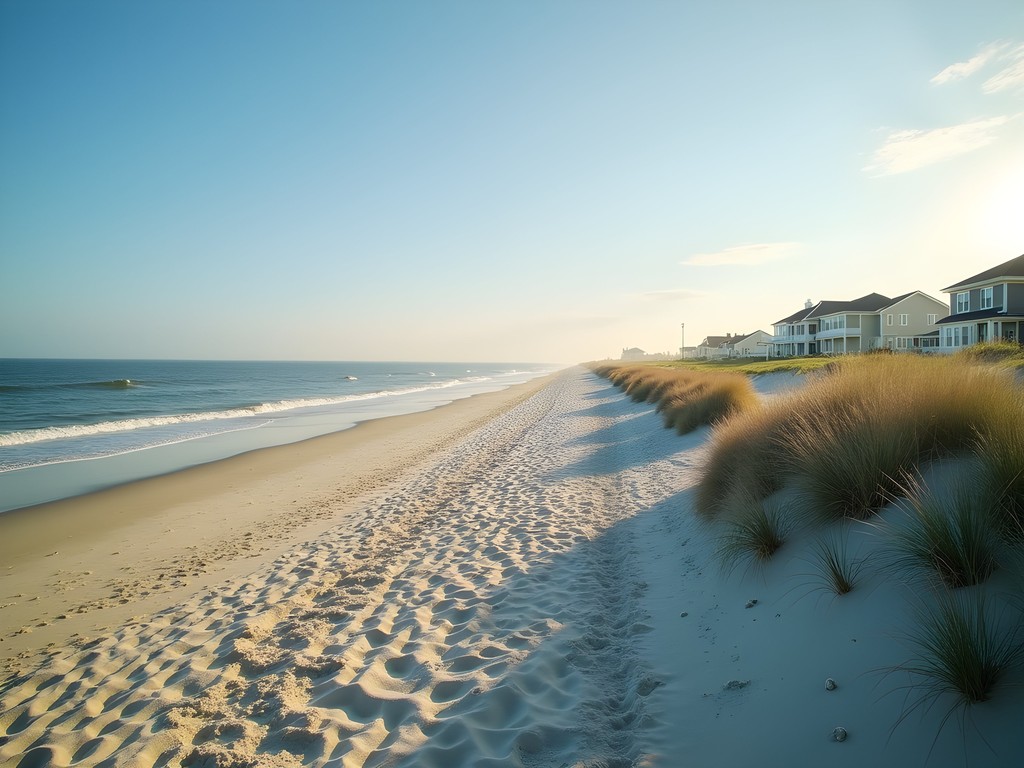 Quiet morning at North End Beach in Virginia Beach with few beachgoers