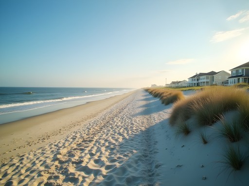 Quiet morning at North End Beach in Virginia Beach with few beachgoers